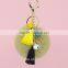 2017 New Arrival Popular Rex Rabbit Fur Pompom Keychain with Tassel Fur Ball Keychain 110A