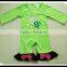 Infant Girl Open-Seat Cute Onesie Cotton Baby Green Clover Pattern Red Knot Bow Onesie Organic Cotton Ruffles Romper