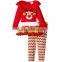 Children christmas clothes reindeer top with chevron pants flutter sleeve tutu shirts girl christmas outfits