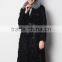 YR652 Euro Fashion Real Curly Lamb Fur Long Overcoat with Silver Fox Fur Collar and Leathe Belt Sheep Skin Fur Overcoat