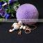 2015 Lovely Handmade Fur Keychain with Luxury Crystal Fluffy and Cute Rabbit Fur Ball Keychain