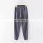 Women Casual Loose Elastic Waist Sports Pants Solid Color Sweatpants Baggy Ankle-length Trousers Black Gray