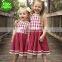 2019 summer Girls red white plaid Dresses kids lace princess dress