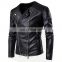 Custom Hot Sell Black Leather Windproof Jacket Coat Zipper and Ruched Men Motorcycle Jackets