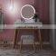 Nordic White Furniture Makeup Vanity  Dressing Table With Round Mirror And Stool