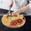 Round Bamboo Cutting Board for Meat Wooden Chopping Board Cheese Cutting Serving Board Kitchen Chopping Block Charcuterie Tray