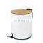 Eco-friendly bamboo lid stainless steel foot pedal trash bin for kitchen bathroom office 3L 5L metal rubbish dust bin
