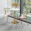 Modern Custom Milk Shop Cafe Shop Gold Wrought Metal Iron High Marble Bar Table