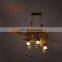 Hanging Loft Chandelier Wood Lights Creative Vintage Boat Wooden Pendant LED Home Lamp