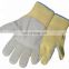 Leather Reinforced Palm Yellow Aramid Cut Proof Work Gloves Safety