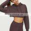 New fashion top designed long sleeve front zipper sexy crop top loose pullover women embroidery hoodie sweatshirt track suits