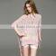 2016 new arrival Summer new fashion women's batwing half sleeve loose linen sweater with hollow flower style