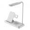 4-in-1 White Black Desk Lamp with Fast Magnetizing Wireless Charger Mobile Phone Watch Headset & Desktop Adapter