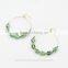 2015 New Design Gold Plated Circle Teardrop Green Glass Beads Fashion Earring