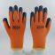 terry liner thickened polyester thread 7 gauge knitted wrinkled latex palm coated safety work gloves