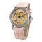 SA8139 IP rose gold vintage leather strap skeleton auto watch