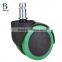 2016 china BL durable 2 inch black&green muted PU office chair caster wheels