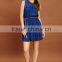 New Arrival Women Blue Elegant Short Casual Dress With Pleat
