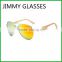 JMP614 2016 New Mirror Lens UV400 Metal Aviator Frame Bamboo Sunglasses