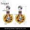 Crystal jewelry yellow sheet round dangle earrings jewelry punk style jewelry 2016