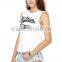 Womens White Trim Round Collar Tank Vest Top t shirt