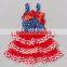 2016 New Design Baby Girls July 4th Girls Outfits Cotton Blue Star Dress Top Ruffle Pant Clothing Sets