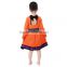 Kaiya latest orange with black bow girl dress children Halloween boutique clothing