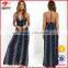 2016 new design maxi dress womens printed black long maxi dress with blank back