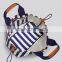 Designer strip cotton beach tote bag
