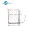 Wholesale handmade high borosilicate 300ml drinking glass cup with handle