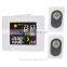 Wireless Weather Station White Alarm Clock With Backlight Indoor Outdoor Temperature Humidity Two Tramsmitters