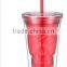 16oz colorful Skull plastic double wall tumbler with lid and straw