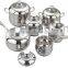 12pcs High quality with combined lid Stainless steel cookware pots set
