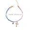 gold cross star zircon charms bracelet layered colorful silk cord gold chain bracelet