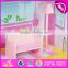 New style 3 floor girls pretend play wooden dollhouse cottage W06A224