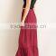 Long Skirt Models Elastic Waist Solid Crinkle Tiered Maxi Skirt Party Wear Long Skirts