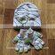 Hot Sell Fashion Embroidery Knitted Hat Suit With Scarf And Gloves