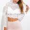 Wholesale Clothing Manufacturers Elegant Long Sleeve Lace Crop Top,sexy Transparent Summer Lace Top 2015