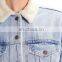 Factory OEM Embroidered Sherpa Lining Womens Denim jacket