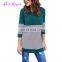 Lastest Winter Long Sleeve Stitching Loose O Neck Custom Knit Lady Sweater