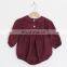 Long-sleeved cotton and hemp newborn khaki solid color comfortable baby onesie romper