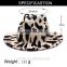 2021 new fashion cow print pattern leopard wide brim wool felt hat fedora hats for women men