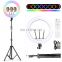 Hot Sale18 inch 3 Phone clip RGB color LED Ring Light with Remote Control for selfie makeup live broadcast photography
