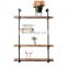 Antique Wall Shelf 4-Tier Pipe Shelf Wood and Metal Frame,Vintage Industrial Shelving for home,Living Room Rustic Wall Decor