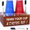 Double White Solo Disposable Cup Holder Mark Your Cup and Drink Up Rustic Drink Caddy Party Cup Holder Utensil Dispenser Wooden
