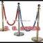 Gold Braided Rope Barrier Pole With Velvet Rope For Crowd Control