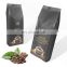 Customized 4 seal side 250g matte black coffee bean packaging bags with valve