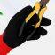 13 gauge red nylon polyester liner coated black wrinkle latex safety construction working hand gloves