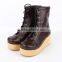7 cm heel fashion middle Brown lace up ruuber bottom leather Boots lolita shoes