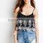 Autumn 2015 Womens Black Embroidered Bohemian Crop Tops
